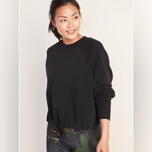 Old Navy Active Women’s Solid Black Drawstring Crewneck Pullover Sweatshirt Sz L